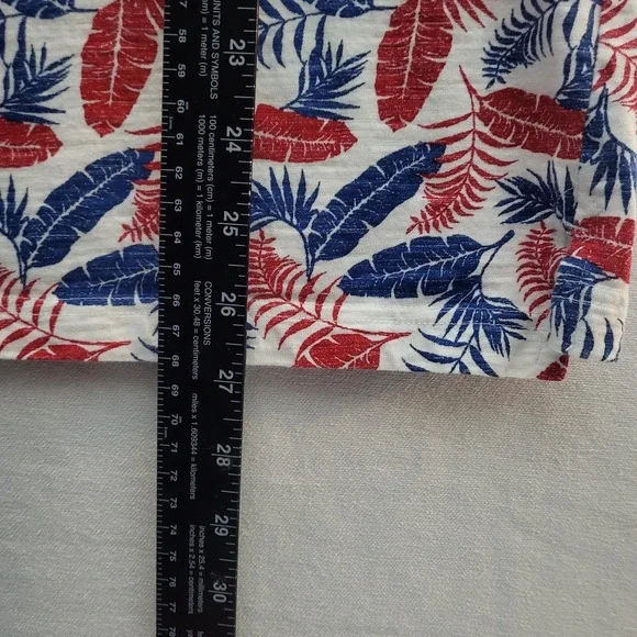 Sonoma Mens Large Red Blue Tropical Leaf Print Polo Shirt 100% Cotton - Picture 7 of 8